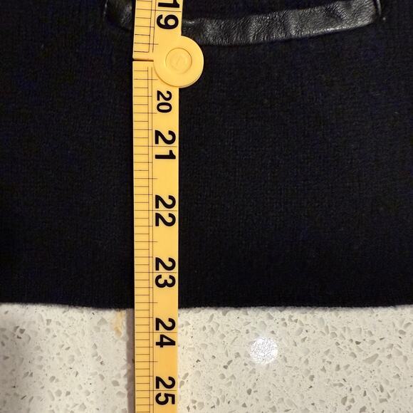 Charter Club Luxury Cashmere Leather Trim Zip Cardigan Sweater Black Women M - Picture 6 of 7